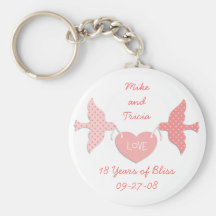 Pink Lovebirds Keychains