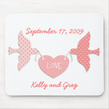 Pink Lovebirds Mouse Pads