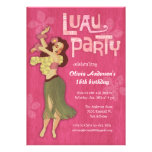 Pink Luau Birthday Party Invitations