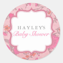 Pink Lush Flower Baby Shower Sticker