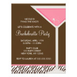 Pink Martini and Brown Zebra Pattern Custom Announcements