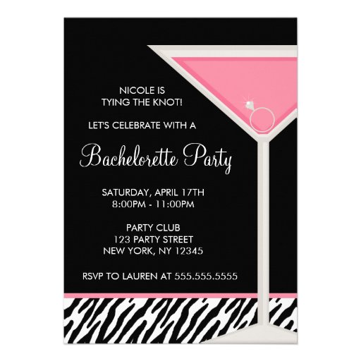 Pink Martini and Zebra Pattern Custom Announcement