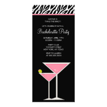 Pink Martini and Zebra Pattern Personalised Invitation