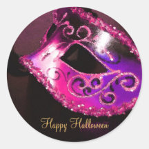 Pink  Masquerade Halloween Party Stickers