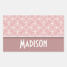Pink; Mauve Circles Rectangle Stickers