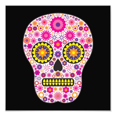 Pink Mexican Sugar Skull Photographic Print by hippygiftshop d vmeler