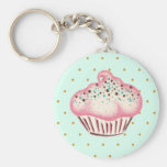 Pink Mint Chocolate Cupcake Keychain