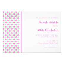 Pink Mint Dots 30th Birthday Party Invitation