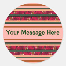 pink modern stripes round stickers