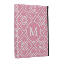 Pink Monogram Geometric Pattern iPad Case