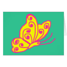 Pink n yellow butterfly blank card