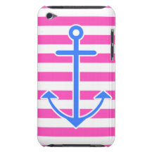 Pink Nautical Blue Anchor iPod Touch Cover