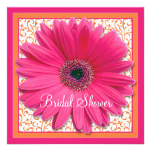 Pink Orange Gerbera Daisy Bridal Shower Invitation