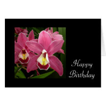 Pink Orchid Birthday Card