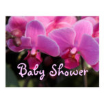 Pink  orchid flowers baby shower invitation postcards