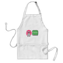 Pink Owl At Chalkboard Apron