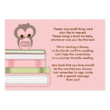 Pink Owl Baby Shower Book Insert Request Card Business Card Templates