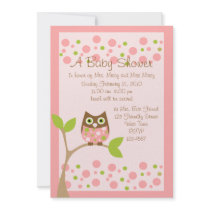 Pink Owl Baby Shower Invitation