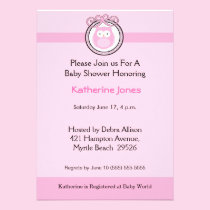 Pink Owl Baby Shower Invitation invitations