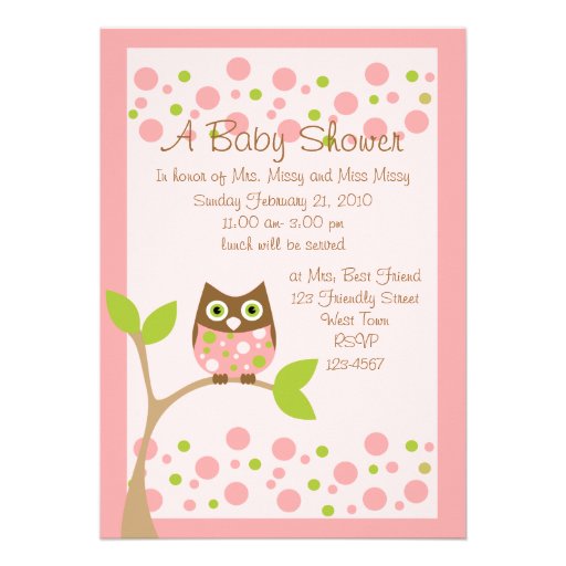 this soft pink baby owl invitation is a fun invitation for a shower or ...
