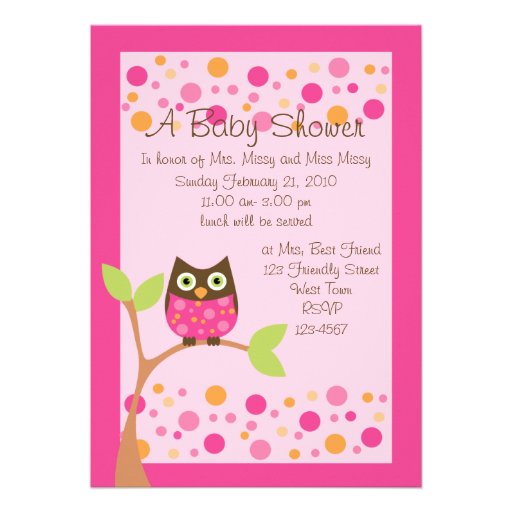 Pink Owl Baby Shower Invitation-hotpink by request