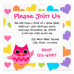 Pink Owl Personalised Invites
