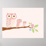 Pink Owls in a Row canvas/print