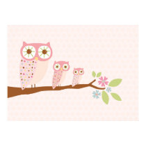 Pink Owls in a Row canvas/print posters