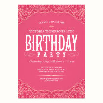 Pink Paisley Birthday Invitations invitations