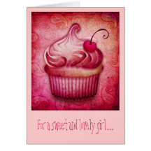 pink paisley cupcake greeting cards