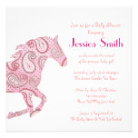 Pink Paisley Horse Baby Shower Custom Announcements