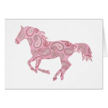 Pink Paisley Horse Greeting Card
