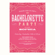 Pink Paisley Invitations for a Bachelorette Party invitations