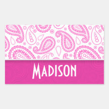 Pink Paisley Pattern Rectangle Stickers