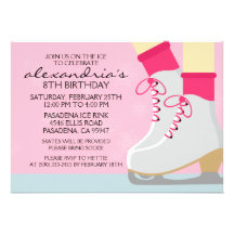 Pink Pale Skin Skate Laces Ice Skating Party Announcements