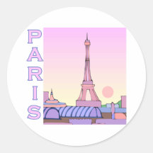 Pink Paris Sunset Products Round Sticker