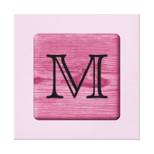 Pink Patterned Image, with Custom Monogram Letter. Gallery Wrapped Canvas