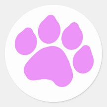Pink Paw Print Round Sticker
