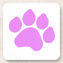 Pink Paw Print Square Coaster