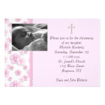 Pink Photo Baptism or Christening Custom Announcements