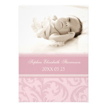 Pink Photo Template New Baby Birth Announcement