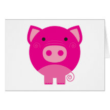 Pink Pig Tshirts and Gifts Greeting Card