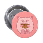 pink piggy eating cookie button
