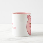 pink piggy eating cookie mug