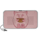 pink piggy eating cookie speaker speakers