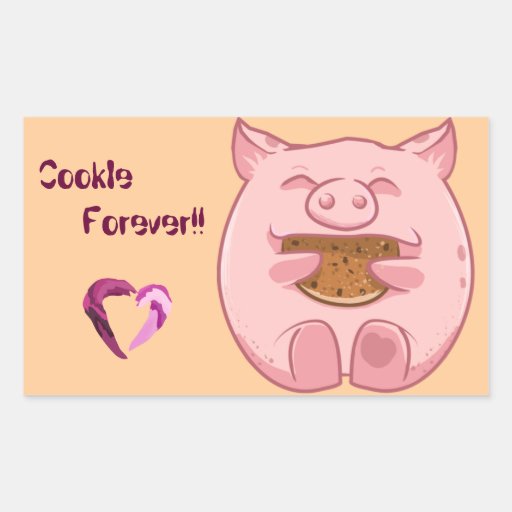 pink piggy eating cookie sticker