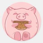 pink piggy eating cookie sticker
