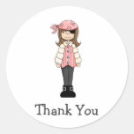 Pink Pirates · Pirate Girl #4 Round Stickers