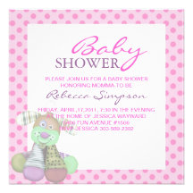 Pink Plush Toy Baby Shower Invitation