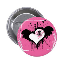 Pink Poisoned Heart Button